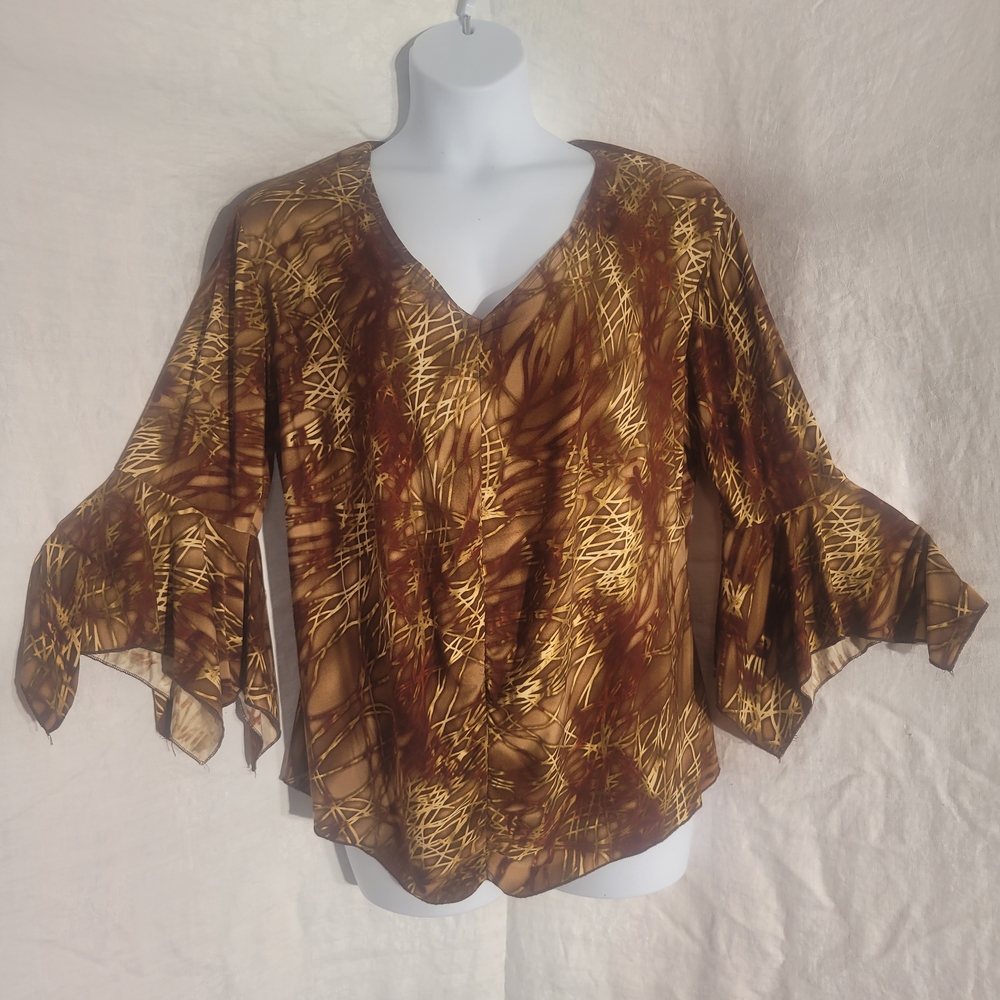 MKM Designs Brown and Gold Blouse